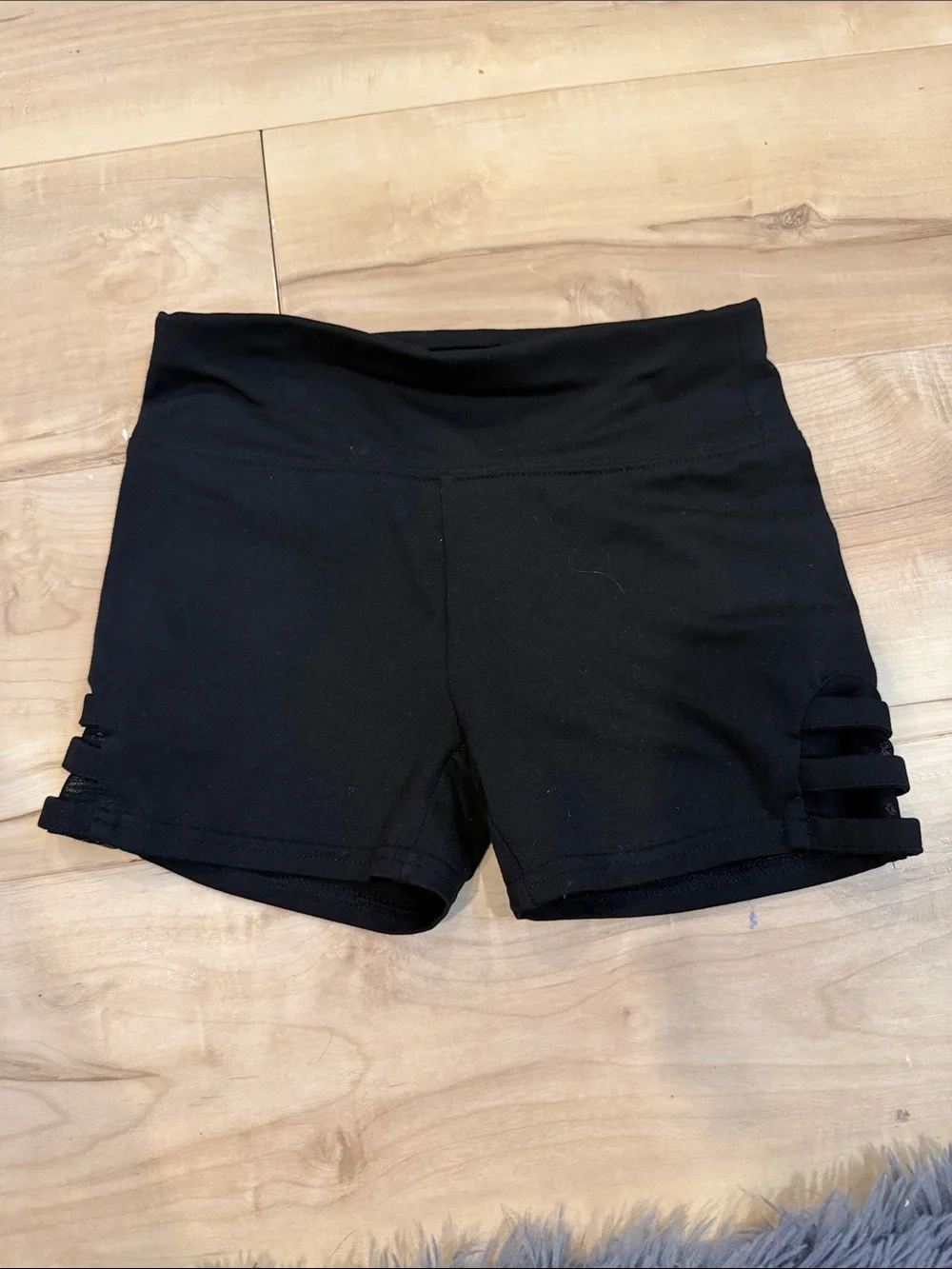Black kids Active Shorts with Side Strap Detail